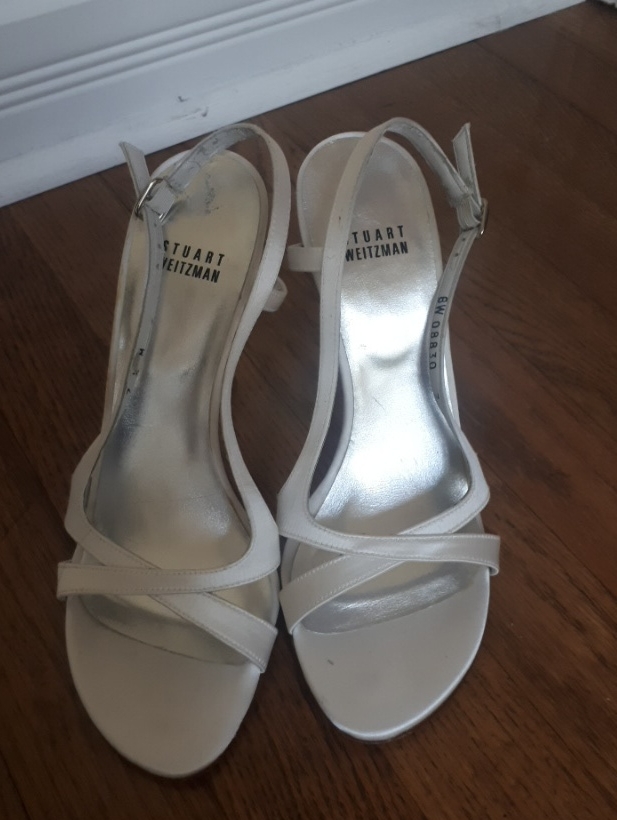Stuart Weitzman Ivory White Strappy Slingback Heels